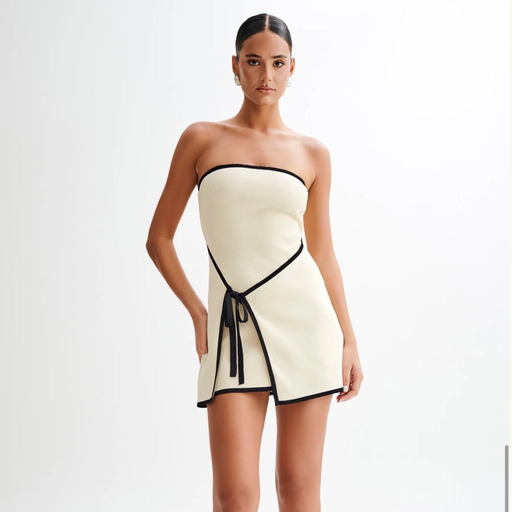 MESHKI RIAN Strapless Knit Mini Dress - Cream